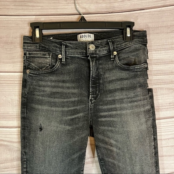 Agolde Sophie Distressed Skinny Jeans in Silence Black - Picture 5 of 13